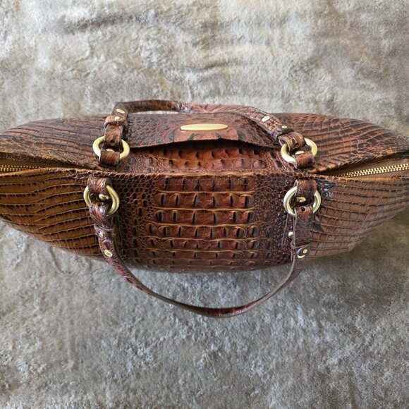 Brahmin Medium Asher Toasted Melbourne Croc Embossed Tote Leather Bag - Picture 13 of 16
